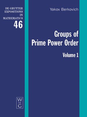 cover image of Groups of Prime Power Order. Volume 1